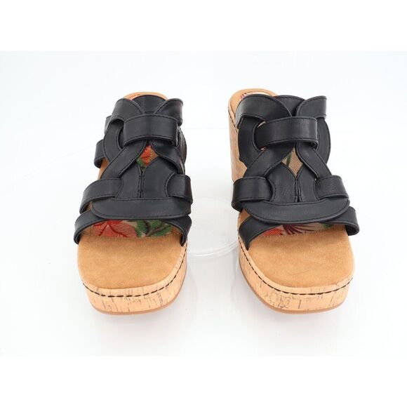 Born BOC Women Cora Sandal Size 10 Black Wedge Platform Vegan Leather Slide Mule - Picture 4 of 11